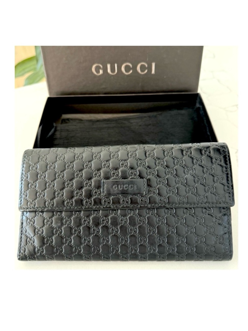 Authentic Gucci GG Guccissima Leather Black Long Wallet FULL INCLUSION W COA EUC - Picture 1 of 8